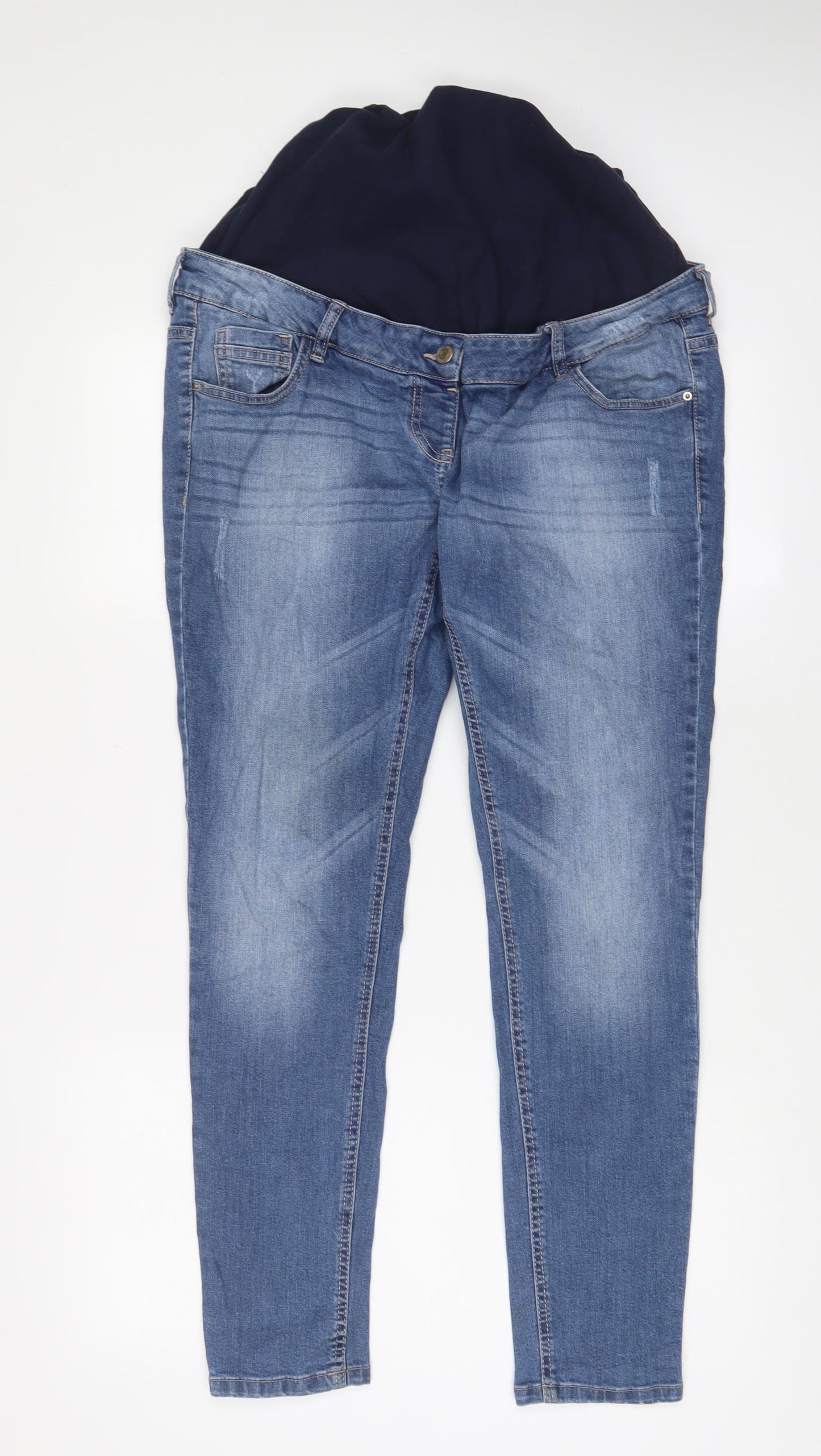 NEXT Womens Blue Cotton Straight Jeans Size 14 L29 in Regular Zip