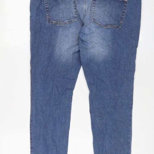 NEXT Womens Blue Cotton Straight Jeans Size 14 L29 in Regular Zip