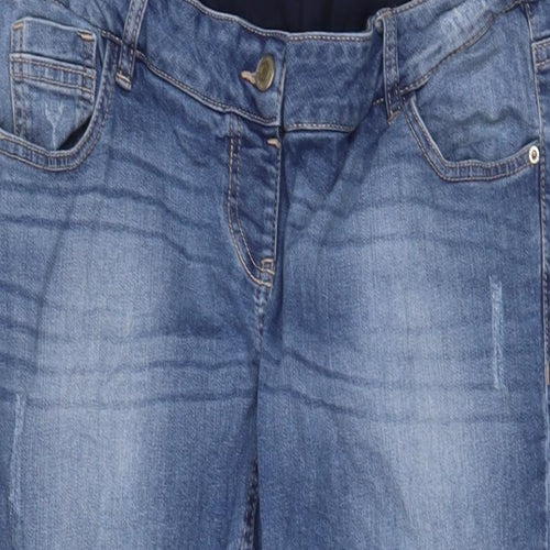 NEXT Womens Blue Cotton Straight Jeans Size 14 L29 in Regular Zip