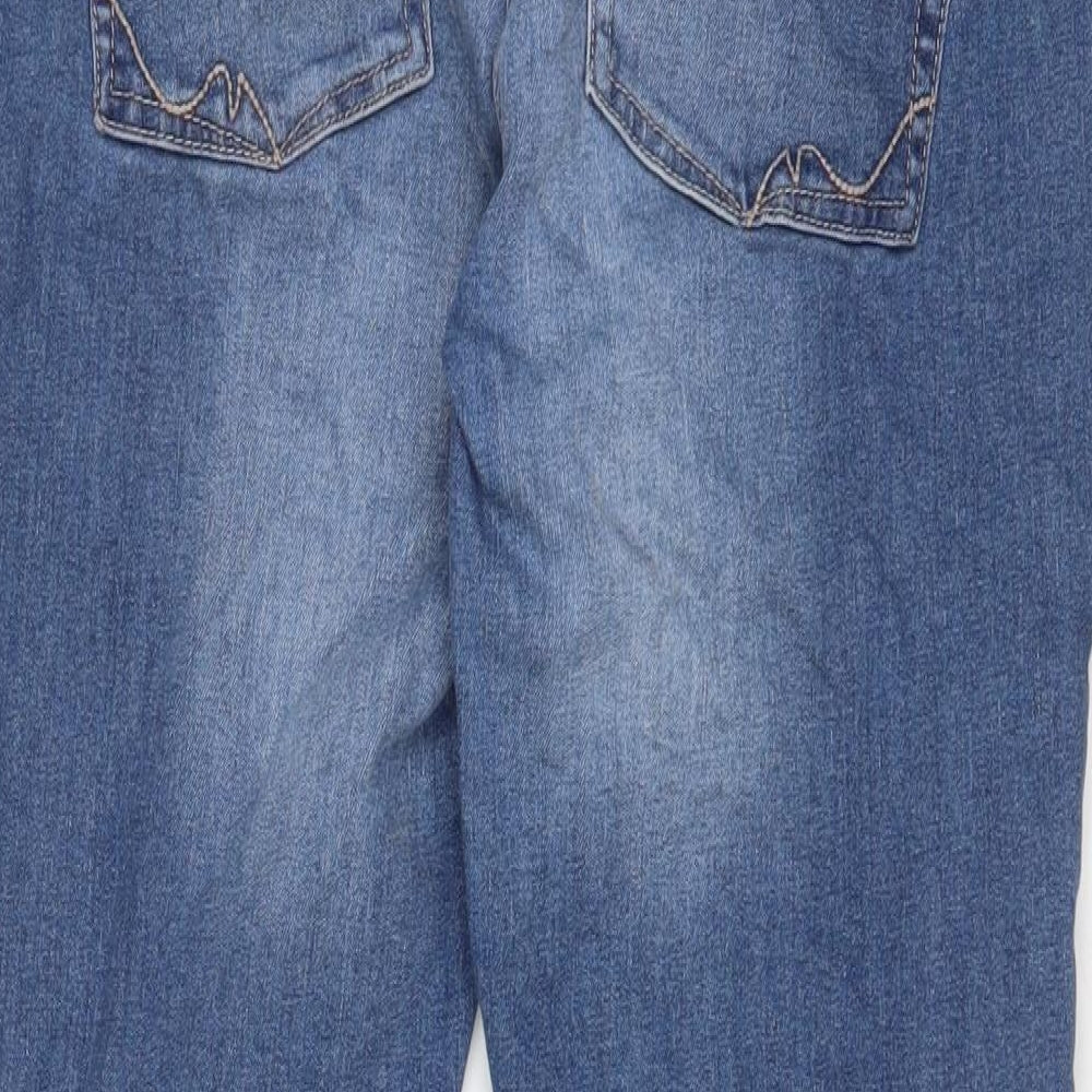 NEXT Womens Blue Cotton Straight Jeans Size 14 L29 in Regular Zip