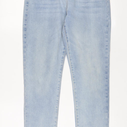 Denim & Co. Womens Blue Cotton Straight Jeans Size 8 L28 in Regular Zip - Pockets