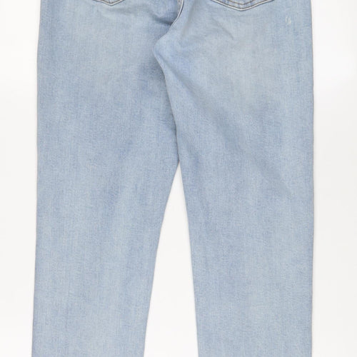 Denim & Co. Womens Blue Cotton Straight Jeans Size 8 L28 in Regular Zip - Pockets