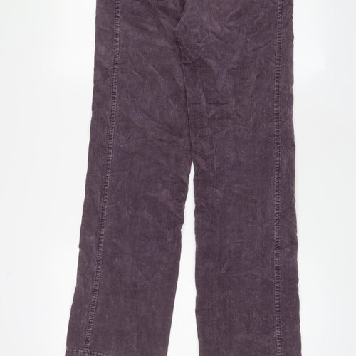 GINA B Womens Purple Cotton Trousers Size 10 L32 in Regular Zip - Pockets