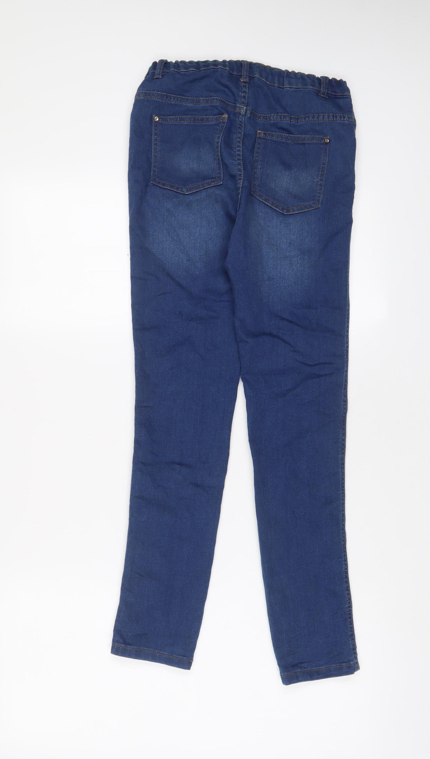 TU Girls Blue Cotton Skinny Jeans Size 11 Years L27 in Regular Zip - Adjustable waist, Pockets