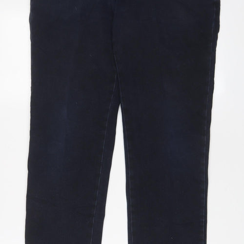 Meyer Mens Blue Cotton Trousers Size 36 in L29 in Regular Zip - Short Leg, Pockets