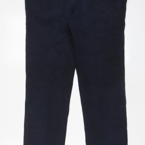 Meyer Mens Blue Cotton Trousers Size 36 in L29 in Regular Zip - Short Leg, Pockets