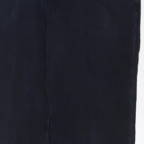 Meyer Mens Blue Cotton Trousers Size 36 in L29 in Regular Zip - Short Leg, Pockets