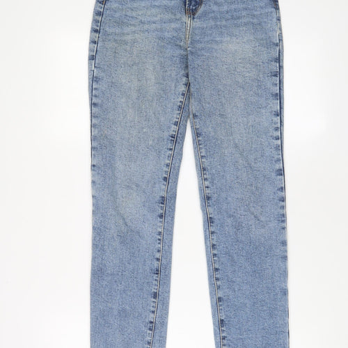 Denim & Co. Womens Blue Cotton Straight Jeans Size 4 L28 in Regular Zip - Pockets