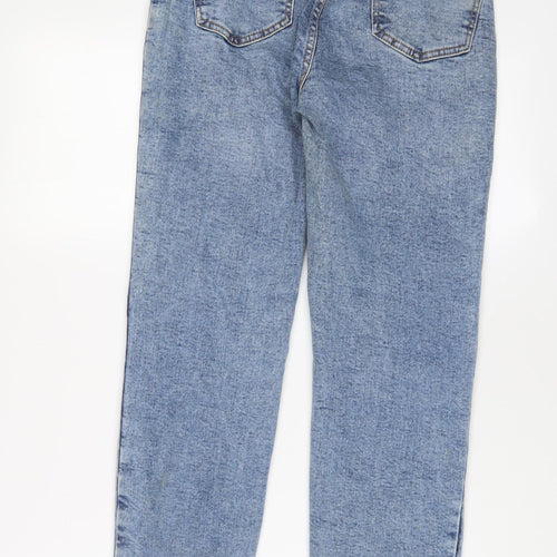 Denim & Co. Womens Blue Cotton Straight Jeans Size 4 L28 in Regular Zip - Pockets