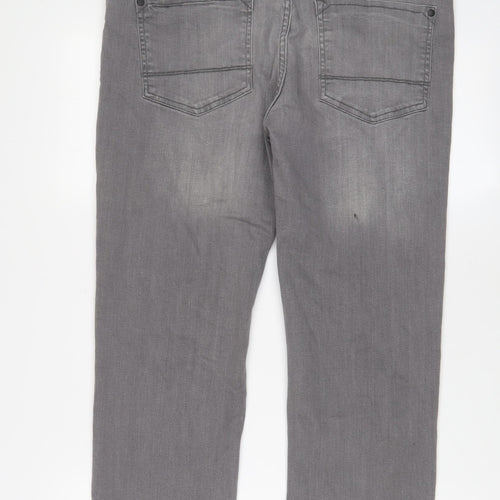 Denim & Supply Mens Grey Cotton Straight Jeans Size 36 in L34 in Slim Zip - Pockets