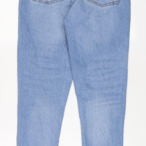 Denim & Co. Womens Blue Cotton Straight Jeans Size 8 L28 in Regular Zip - Pockets
