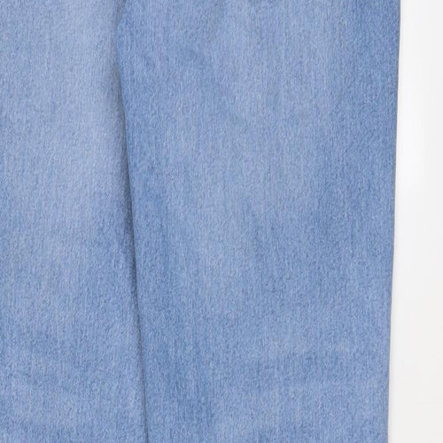Denim & Co. Womens Blue Cotton Straight Jeans Size 8 L28 in Regular Zip - Pockets