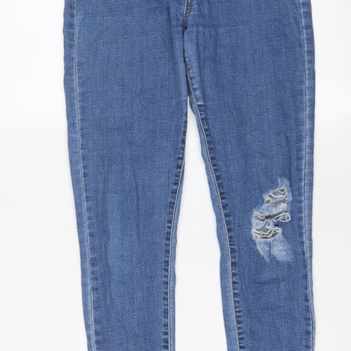 MOMOKROM Womens Blue Cotton Skinny Jeans Size 8 L28 in Regular Zip - Pockets