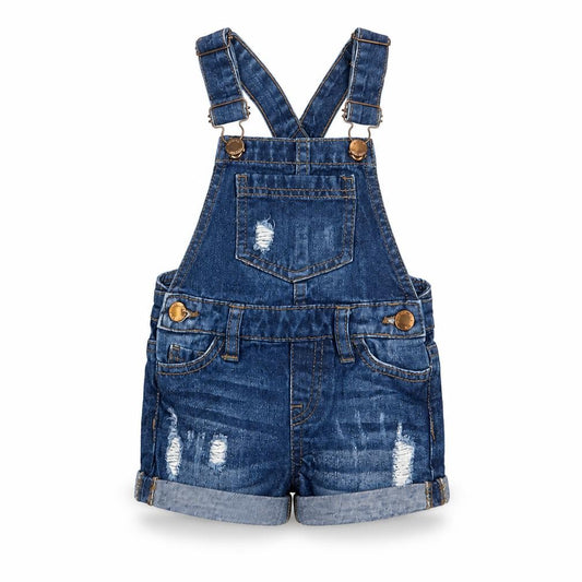Denim & Co. Girls Blue Cotton Dungaree One-Piece Size 2 Years Button - 1.5-2 Years