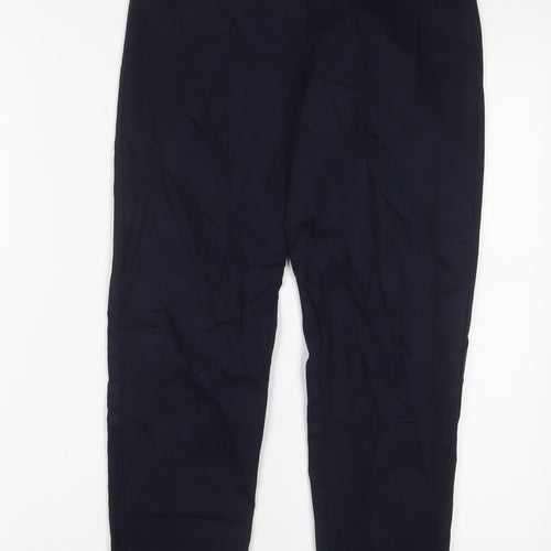 H&M Womens Blue Cotton Trousers Size 10 L28 in Regular Zip