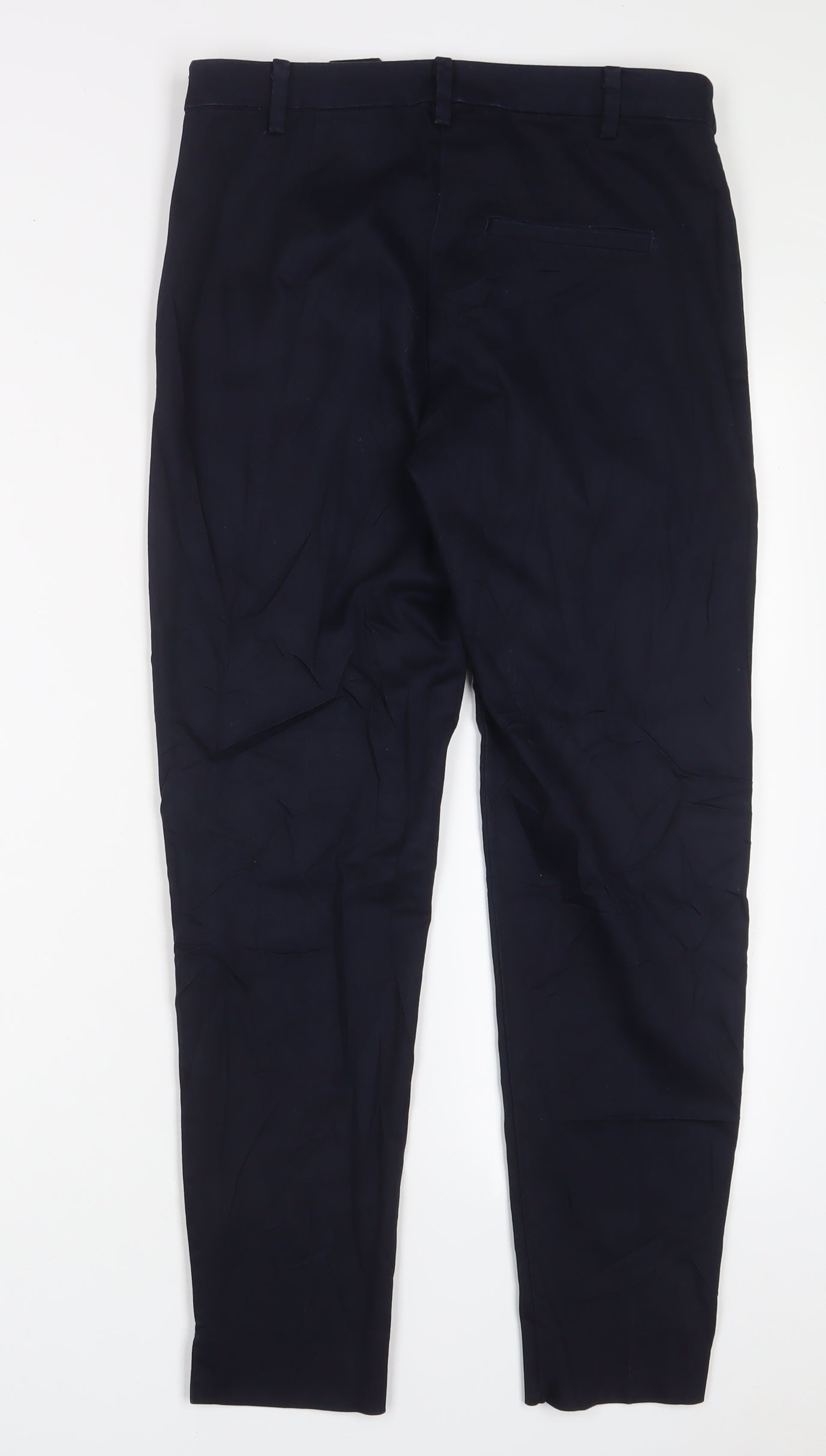 H&M Womens Blue Cotton Trousers Size 10 L28 in Regular Zip