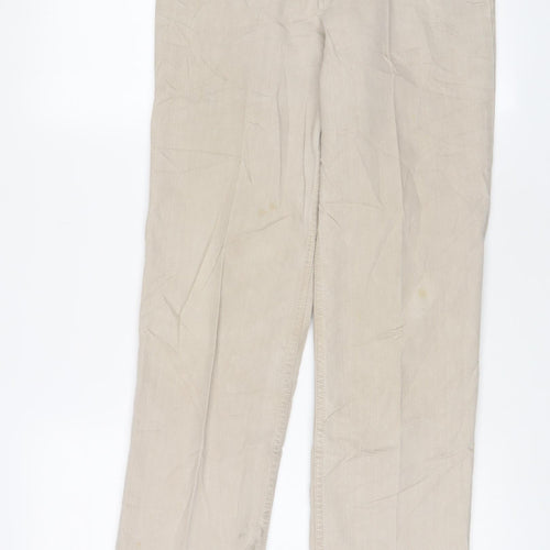 Marks and Spencer Womens Beige Cotton Straight Jeans Size 8 L28 in Regular Zip
