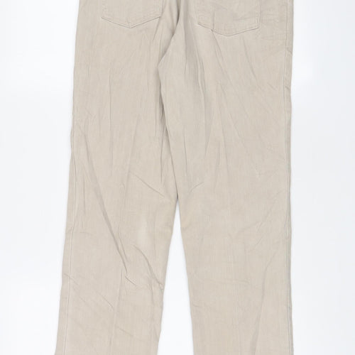 Marks and Spencer Womens Beige Cotton Straight Jeans Size 8 L28 in Regular Zip
