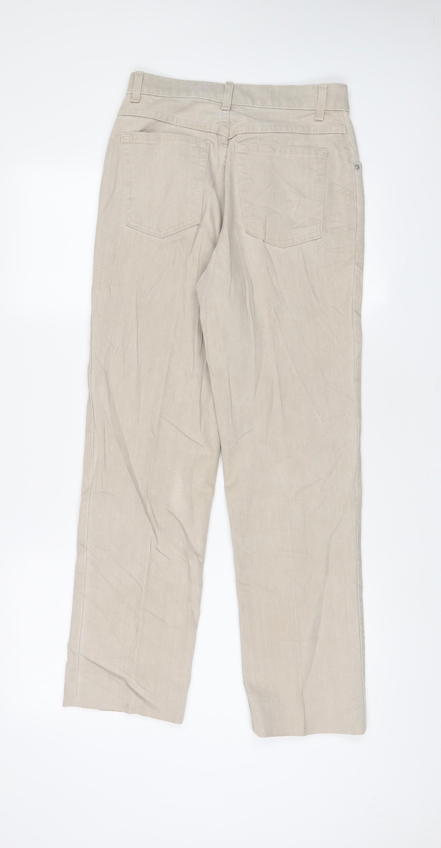 Marks and Spencer Womens Beige Cotton Straight Jeans Size 8 L28 in Regular Zip