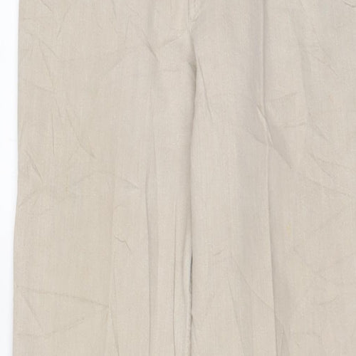 Marks and Spencer Womens Beige Cotton Straight Jeans Size 8 L28 in Regular Zip
