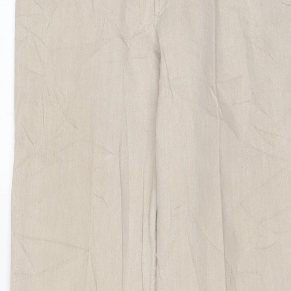 Marks and Spencer Womens Beige Cotton Straight Jeans Size 8 L28 in Regular Zip
