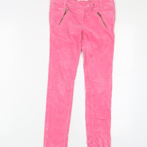 NEXT Girls Pink Cotton Capri Trousers Size 9 Years L24 in Regular Zip - Zip Pockets