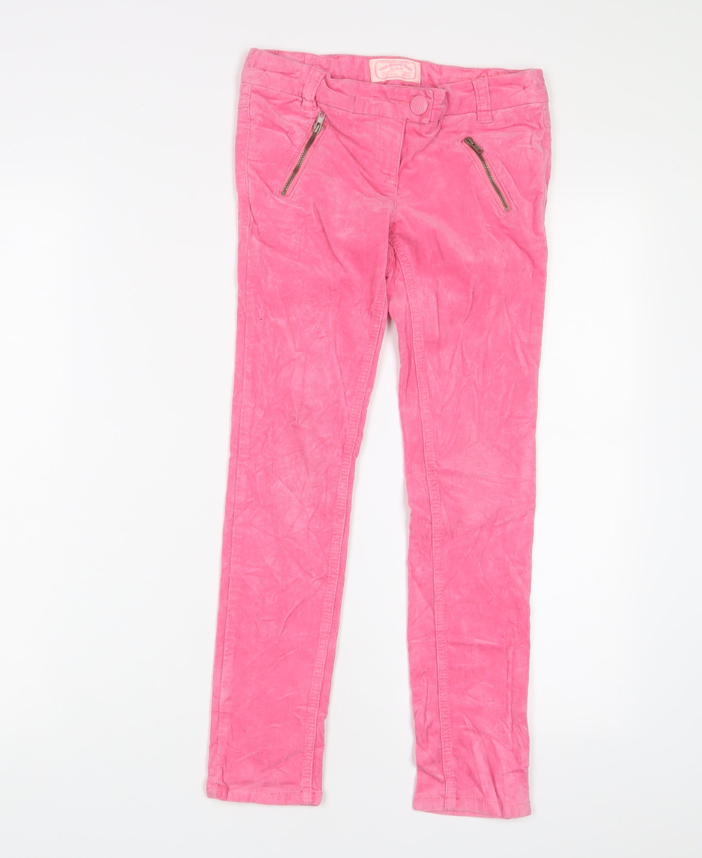 NEXT Girls Pink Cotton Capri Trousers Size 9 Years L24 in Regular Zip - Zip Pockets