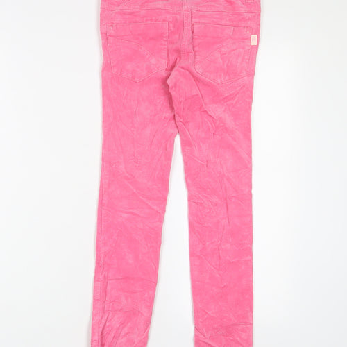 NEXT Girls Pink Cotton Capri Trousers Size 9 Years L24 in Regular Zip - Zip Pockets