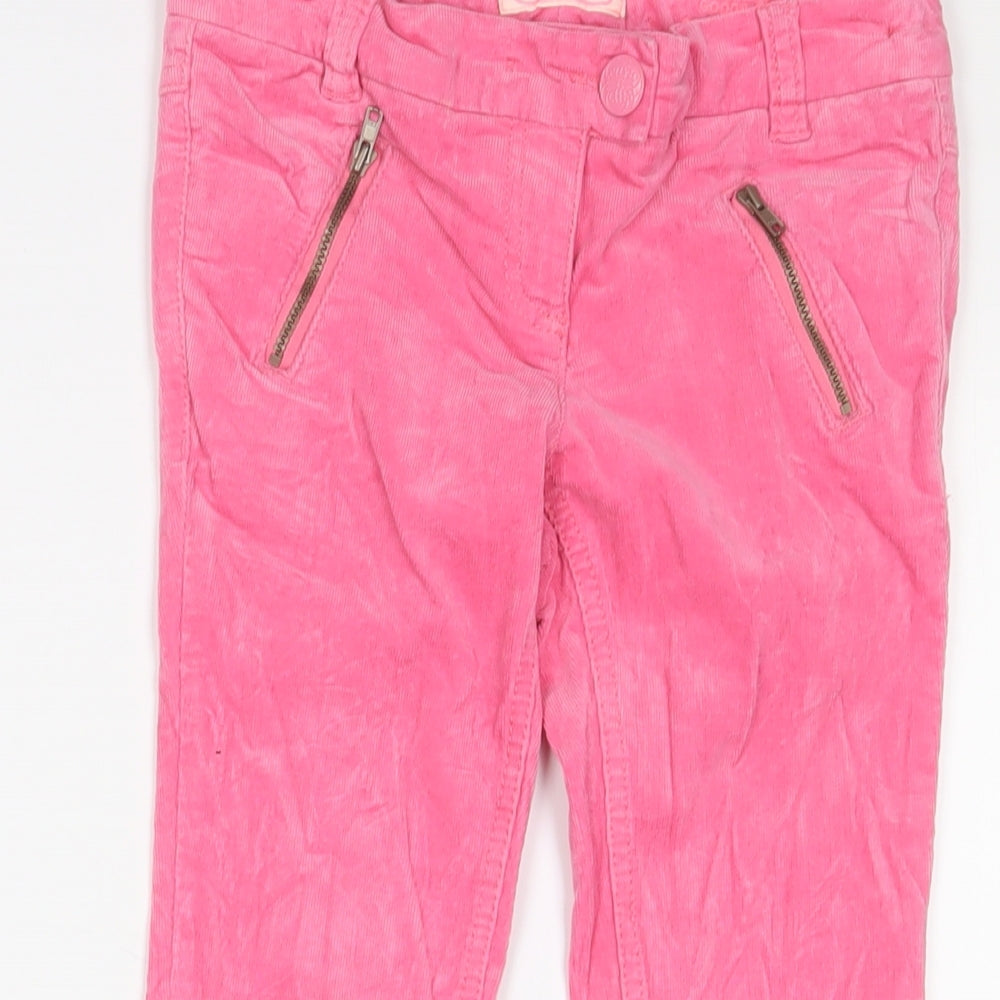 NEXT Girls Pink Cotton Capri Trousers Size 9 Years L24 in Regular Zip - Zip Pockets