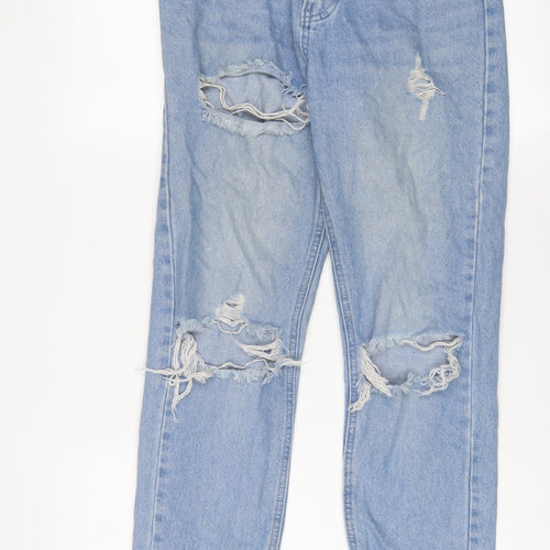 Missguided Womens Blue Cotton Straight Jeans Size 8 L27 in Regular Zip