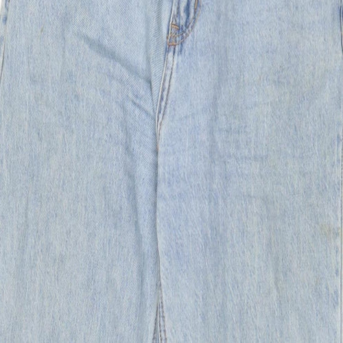Urban Revivo Womens Blue Cotton Wide-Leg Jeans Size 6 L30 in Regular Zip