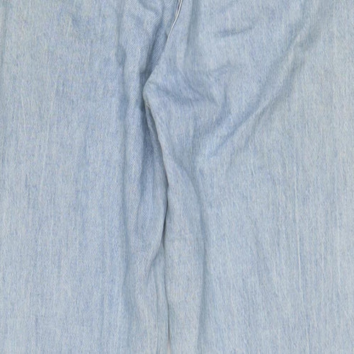 Urban Revivo Womens Blue Cotton Wide-Leg Jeans Size 6 L30 in Regular Zip