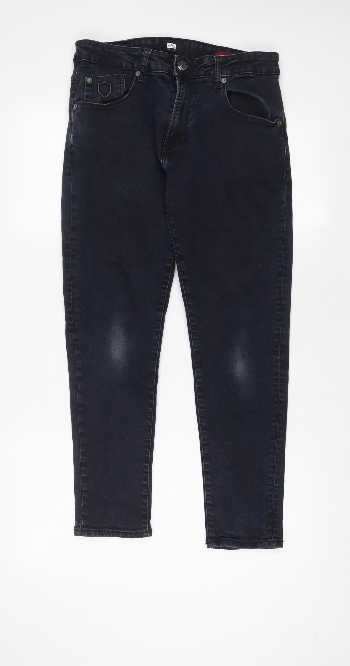 883 Police Mens Blue Cotton Straight Jeans Size 32 in L27 in Regular Zip - Short Leg, Pockets