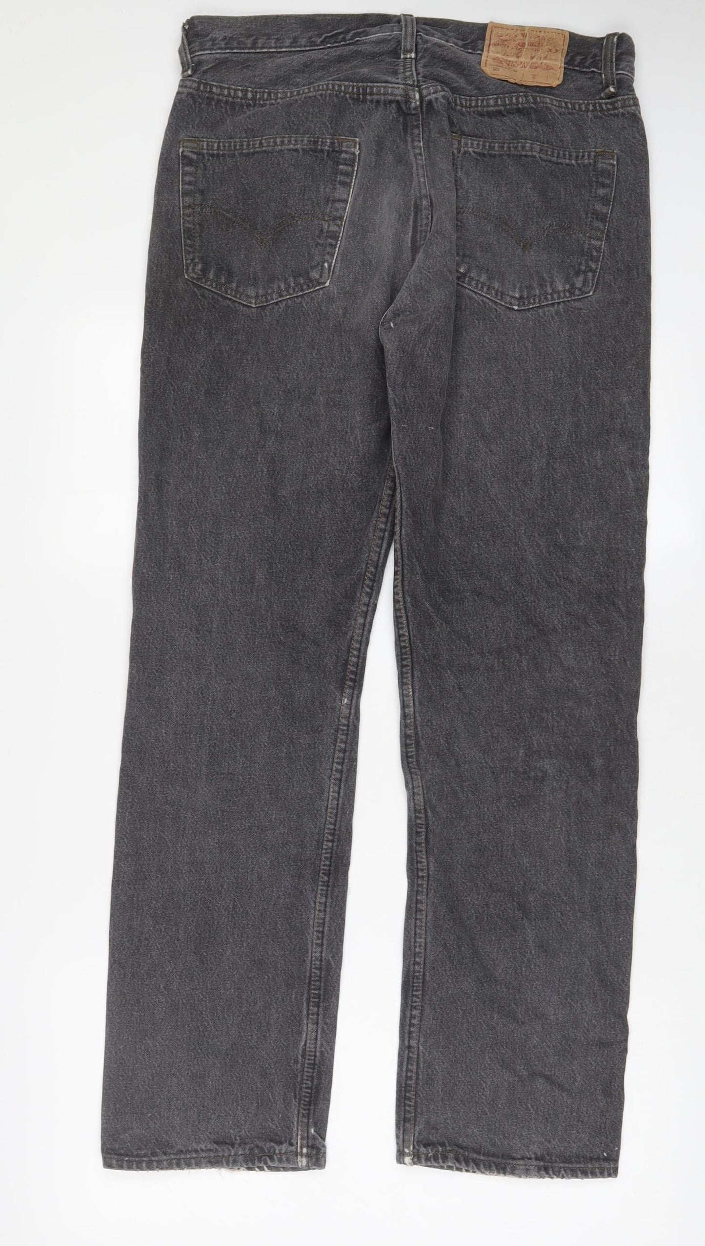 Levi's Mens Grey Cotton Straight Jeans Size 32 in L31 in Regular Button - Pockets