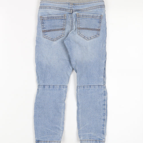 Denim & Co. Boys Blue Cotton Straight Jeans Size 4-5 Years Slim Drawstring