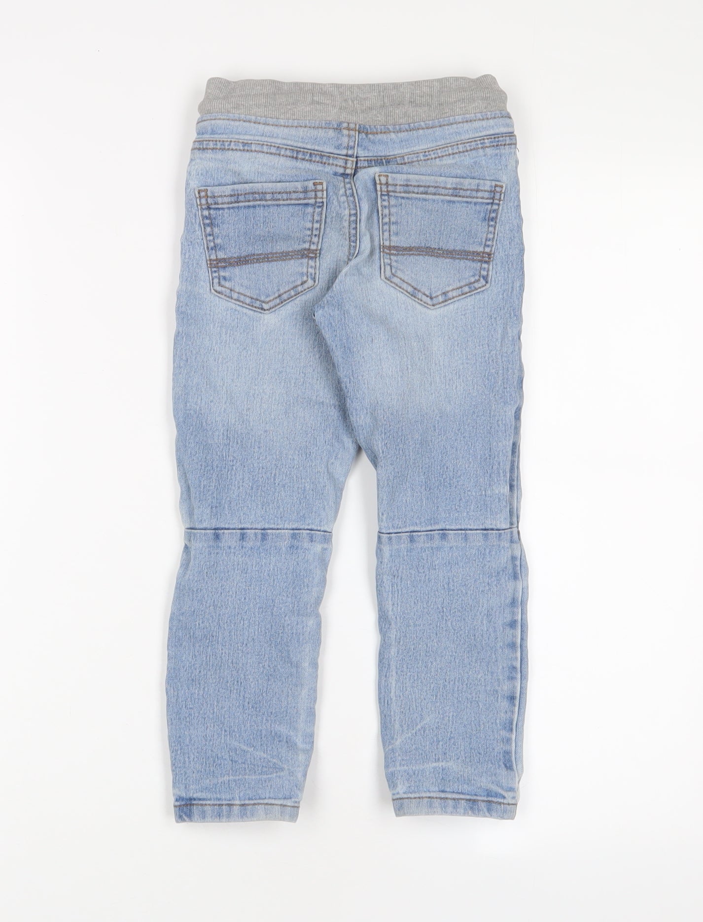 Denim & Co. Boys Blue Cotton Straight Jeans Size 4-5 Years Slim Drawstring