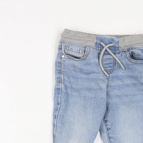Denim & Co. Boys Blue Cotton Straight Jeans Size 4-5 Years Slim Drawstring