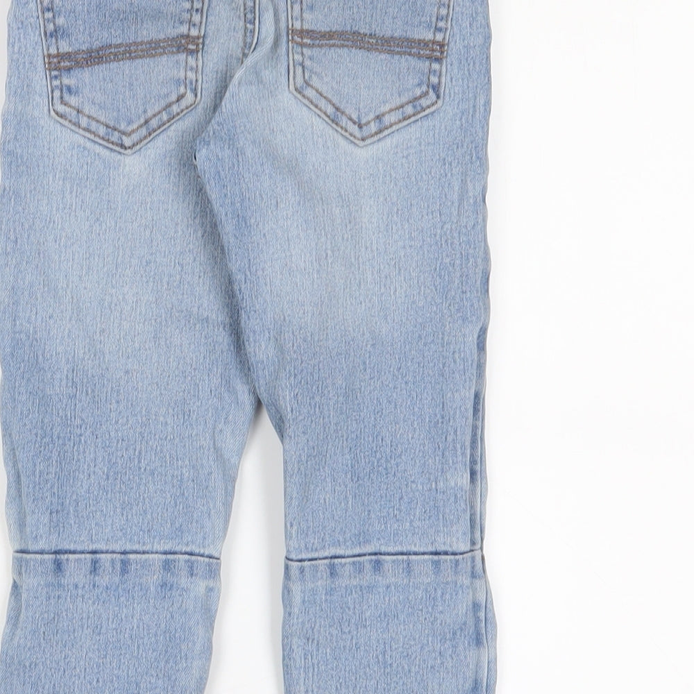 Denim & Co. Boys Blue Cotton Straight Jeans Size 4-5 Years Slim Drawstring