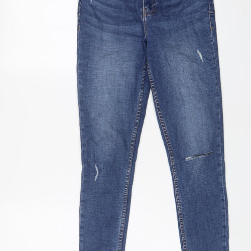 Denim & Co. Womens Blue Cotton Skinny Jeans Size 8 L26 in Regular Zip