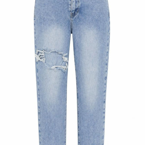 PRETTYLITTLETHING Womens Blue Cotton Straight Jeans Size 6 L28 in Regular Zip