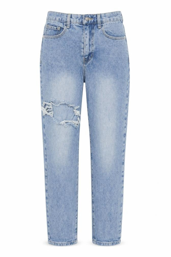 PRETTYLITTLETHING Womens Blue Cotton Straight Jeans Size 6 L28 in Regular Zip
