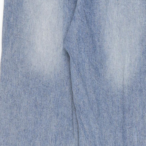 PRETTYLITTLETHING Womens Blue Cotton Straight Jeans Size 6 L28 in Regular Zip