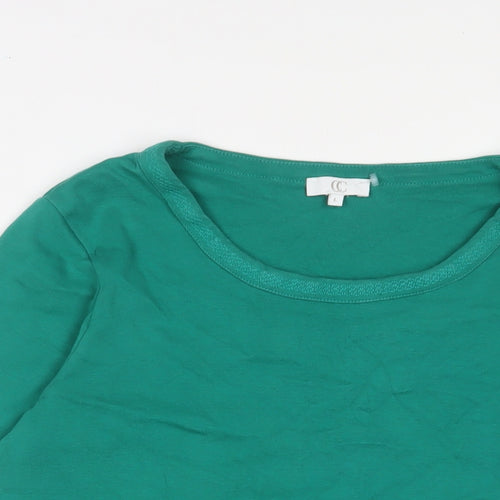 Cc Womens Green Cotton Basic T-Shirt Size L Boat Neck