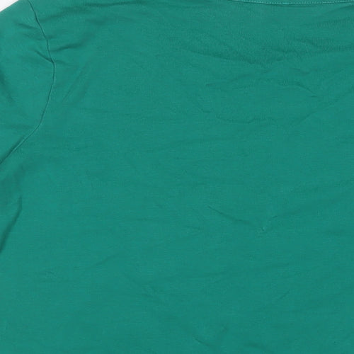 Cc Womens Green Cotton Basic T-Shirt Size L Boat Neck