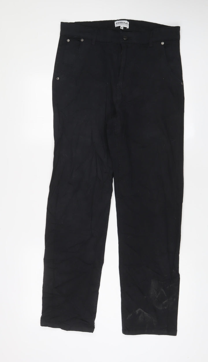 Paidnfull. Mens Black Cotton Straight Jeans Size M L30 in Regular Zip