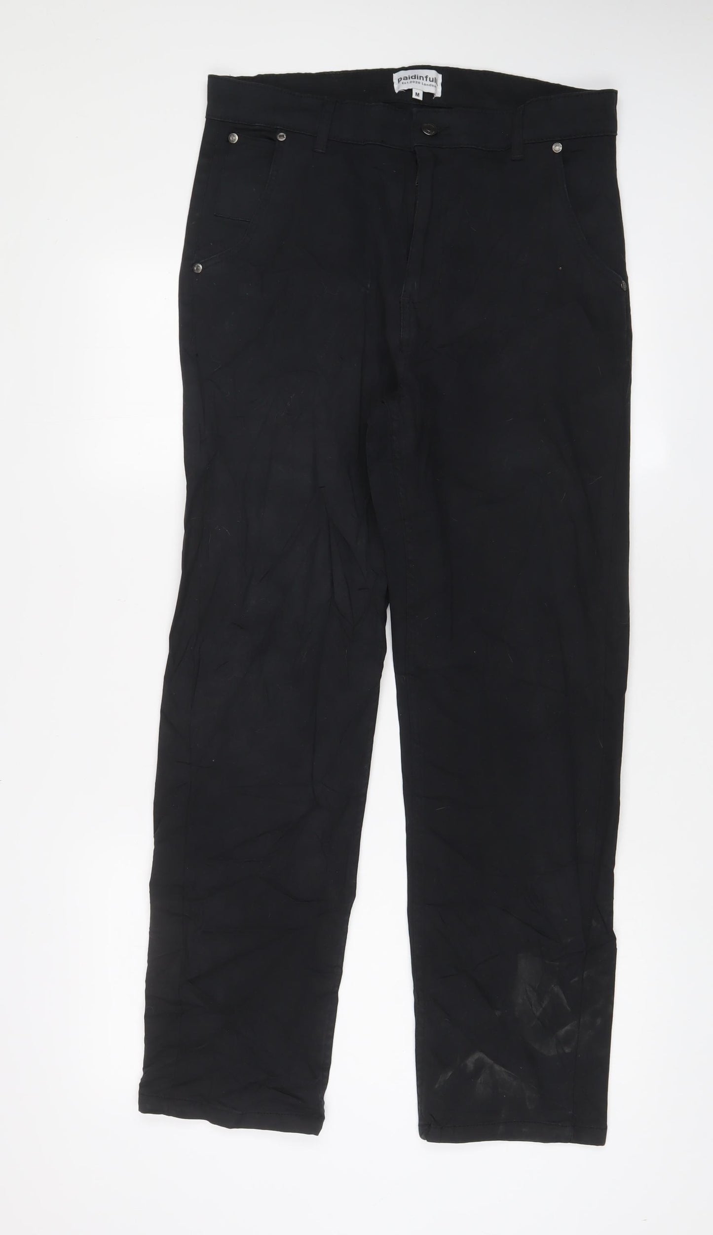 Paidnfull. Mens Black Cotton Straight Jeans Size M L30 in Regular Zip