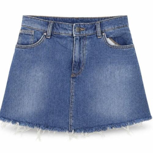 H&M Womens Blue Cotton A-Line Skirt Size 10 Zip