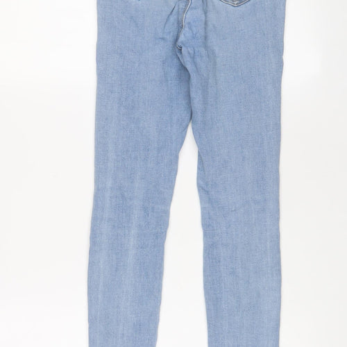 PRETTYLITTLETHING Womens Blue Cotton Skinny Jeans Size 4 L28 in Regular Zip