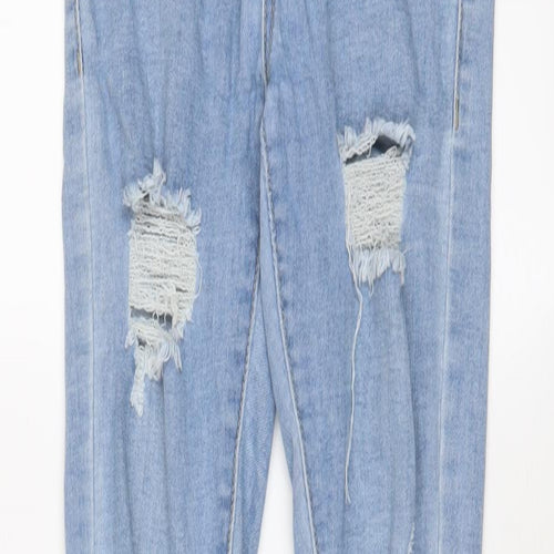 PRETTYLITTLETHING Womens Blue Cotton Skinny Jeans Size 4 L28 in Regular Zip