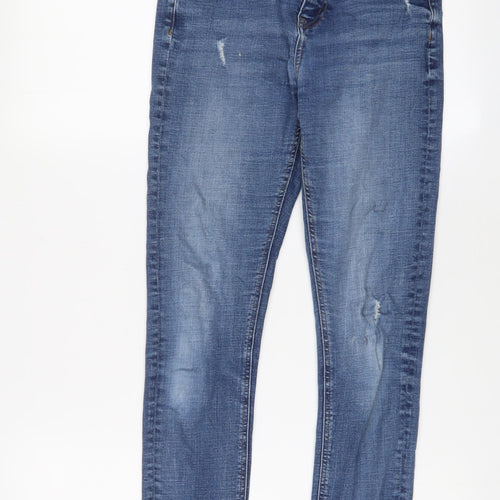 Denim & Co. Womens Blue Cotton Skinny Jeans Size 10 L26 in Regular Zip